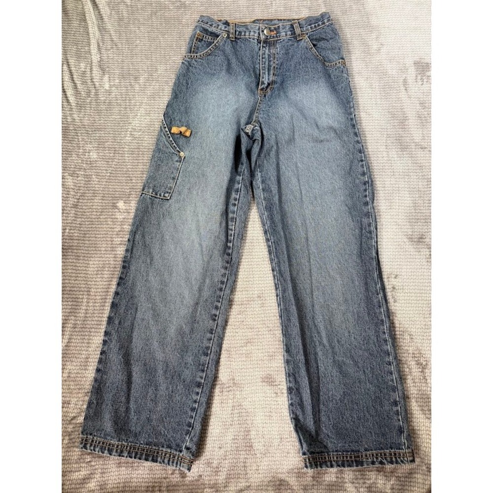 Timberland Carpenter Jeans Boy 16 Blue Denim Wide Embroidered Workwear 26X28 Y2K